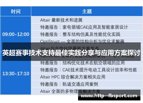 英超赛事技术支持最佳实践分享与应用方案探讨